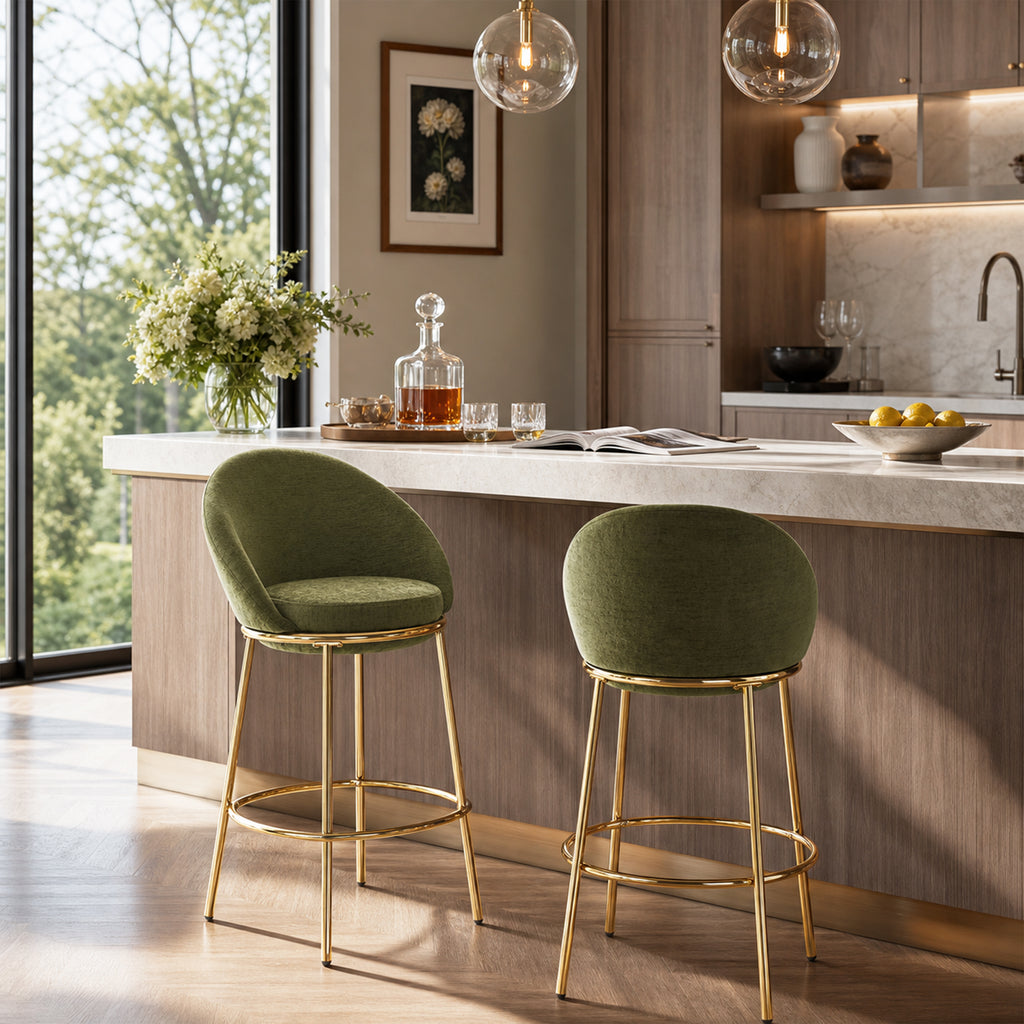 The Celano Olive Bar Stools, Set of 2