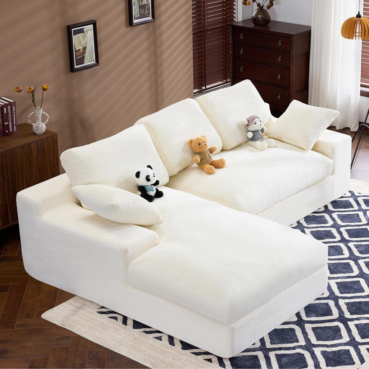 The Sloane beige corduroy chaise sectional
