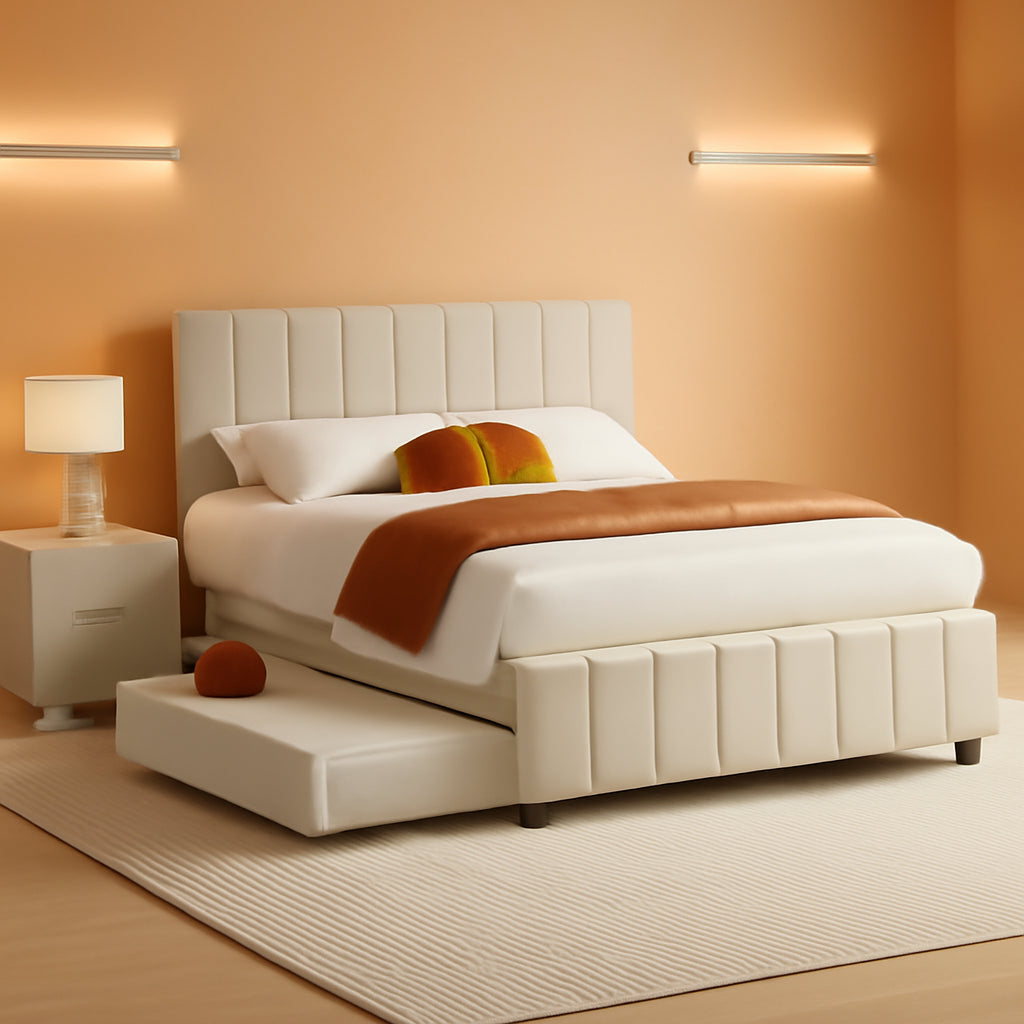 The Maren Velvet Trundle Bed