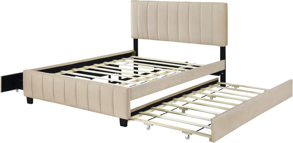 The Maren Velvet Trundle Bed