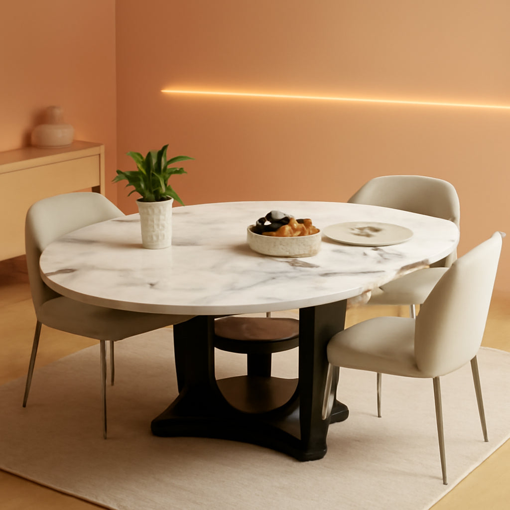 The Marlowe extendable faux marble dining table
